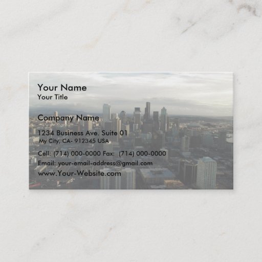 Customizable View Of Seattle City From Top Of Space Needle Business Cards