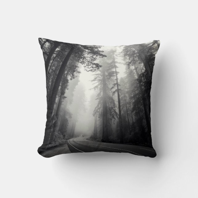 View Of Sequoia Trees In Forest Throw Pillow (Front)