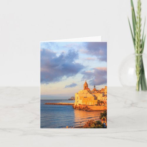 View of Sitges Spain basking in the early morning Card