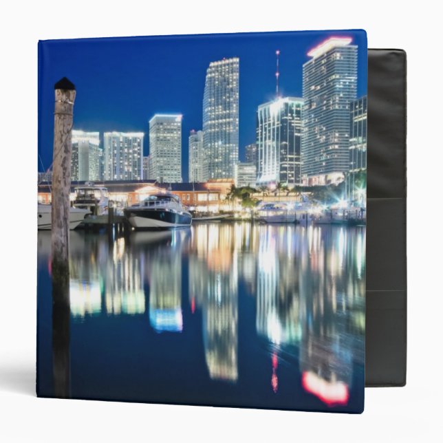View of skyline with reflection in water, Miami Binder (Front/Inside)
