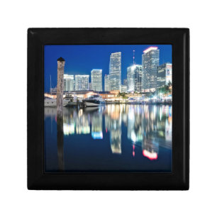 View of skyline with reflection in water, Miami Jewelry Box