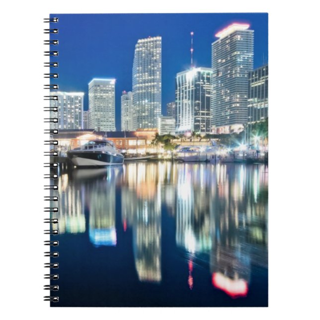 View of skyline with reflection in water, Miami Notebook (Front)