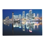 View Of Skyline With Reflection In Water, Miami Placemat at Zazzle