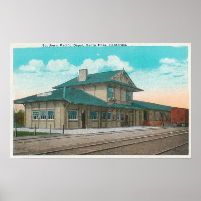 View of Southern Pacific DepotSanta Rosa, CA Poster (Front)