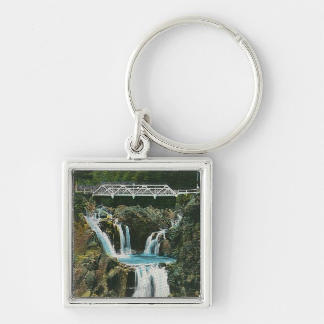 View of Split Rock Falls and Bridge Keychain (Front)