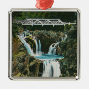 View of Split Rock Falls and Bridge Metal Ornament