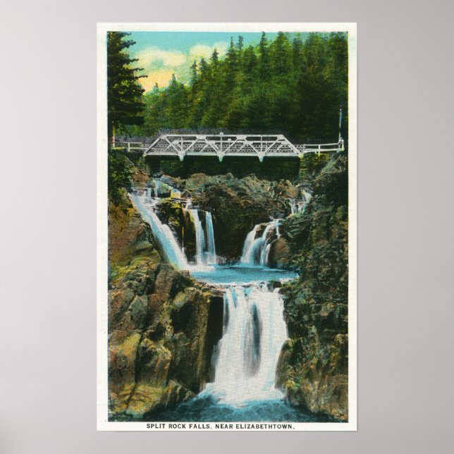 View of Split Rock Falls and Bridge Poster (Front)