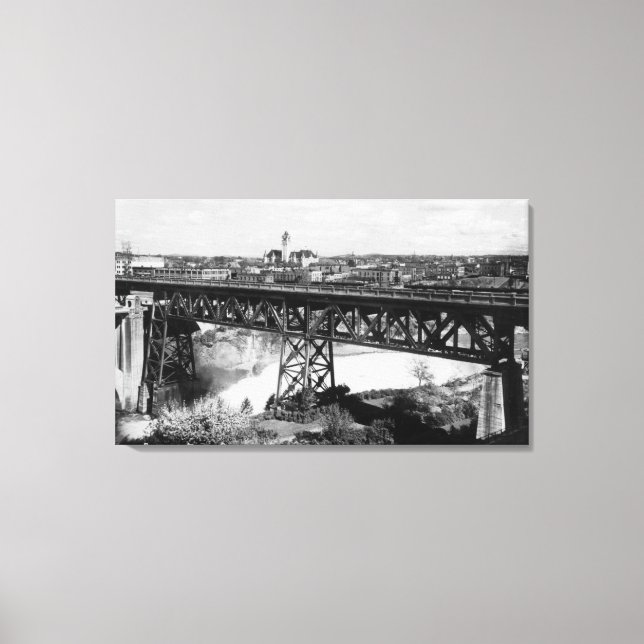 View of Spokane Falls and Bridge Canvas Print (Front)