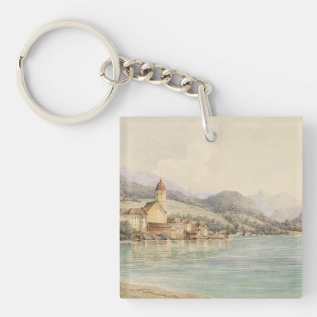 View of St. Wolfgang on Lake Wolfgang Carl Lafite Keychain (Front)