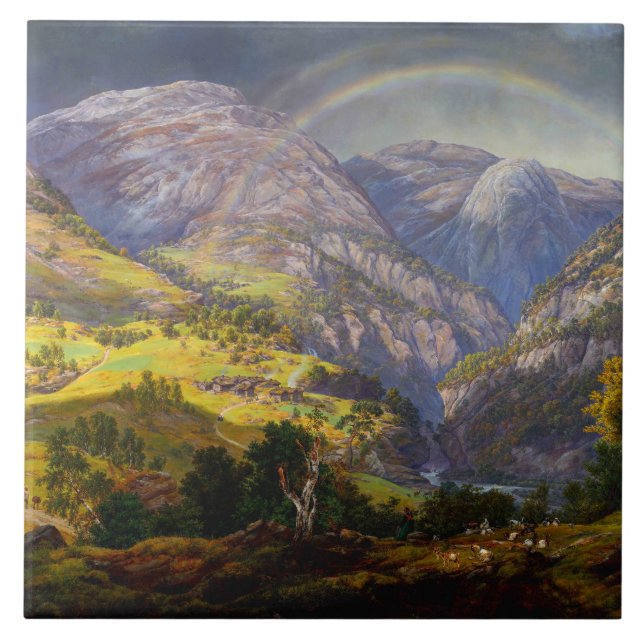 View of Stalheim in Norway Ceramic Tile (Front)