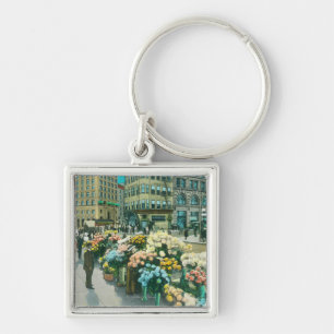 View of Street Flower Venders Keychain