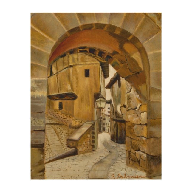 View of Street in Spain Wood Print (Front)