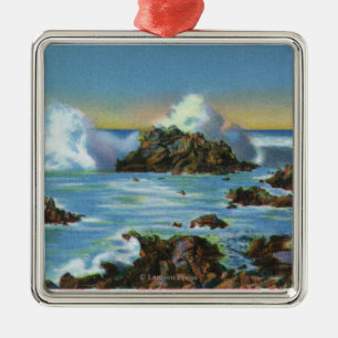 View of Surf Along the Rock Metal Ornament