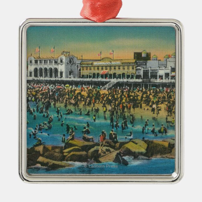 View of Swimmers at the Washington Baths Metal Ornament (Front)