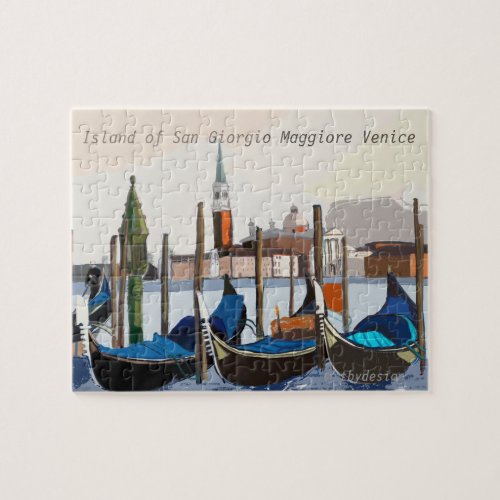 View of Tethered Gondolas from St Marks Square Jigsaw Puzzle