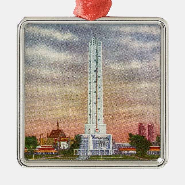 View of Texaco's Giant Thermometer Metal Ornament (Front)