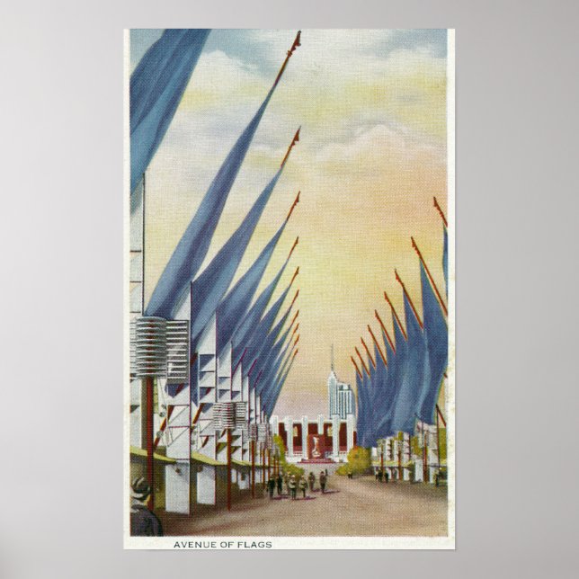 View of the Avenue of Flags, 1934 World's Fair Poster (Front)