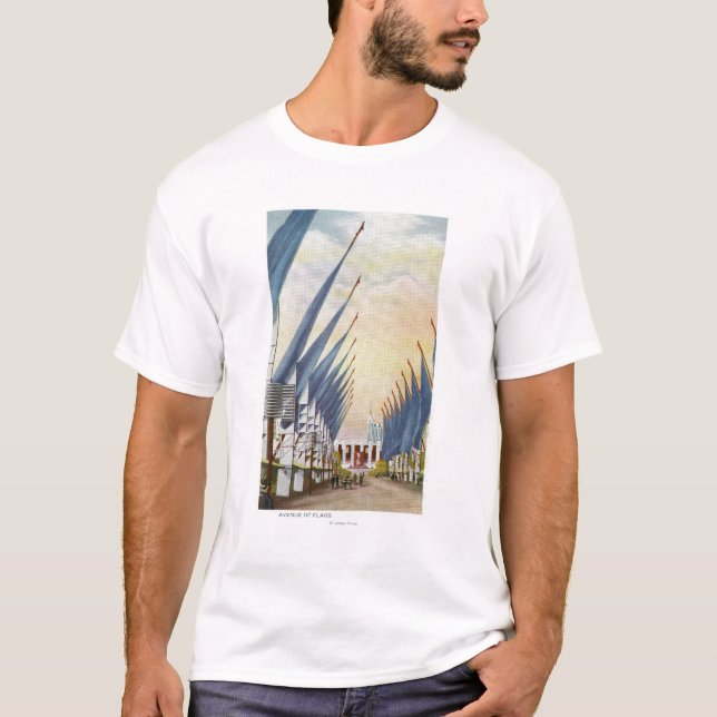 View of the Avenue of Flags, 1934 World's Fair T-Shirt (Front)