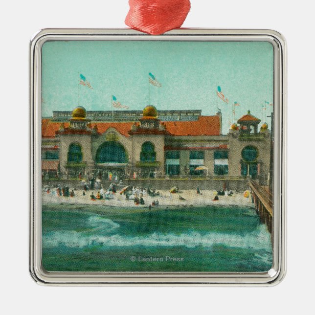 View of the Bathing Pavilion and Electric Pier Metal Ornament (Front)
