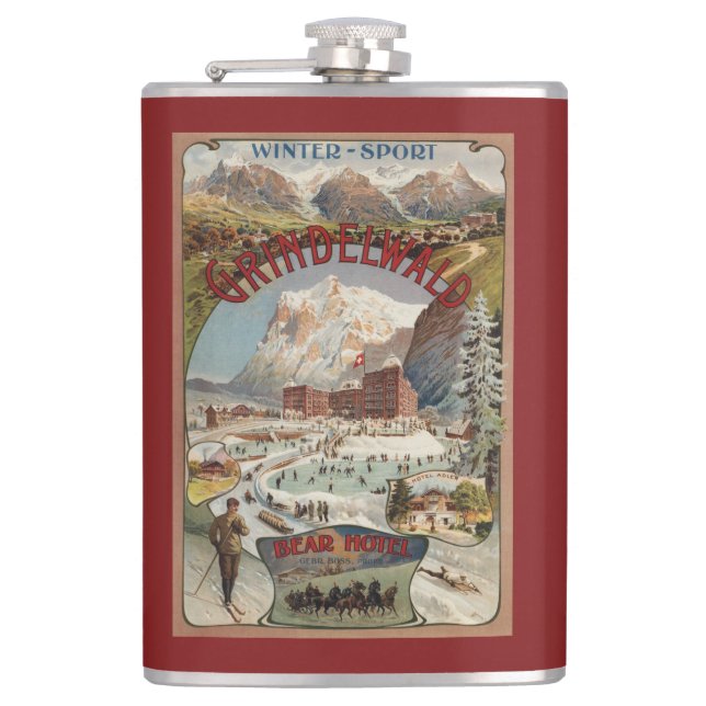 View of the Bear Hotel Promotional Poster Flask (Front)