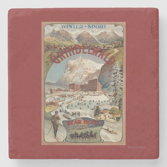 View of the Bear Hotel Promotional Poster Stone Coaster (Front)