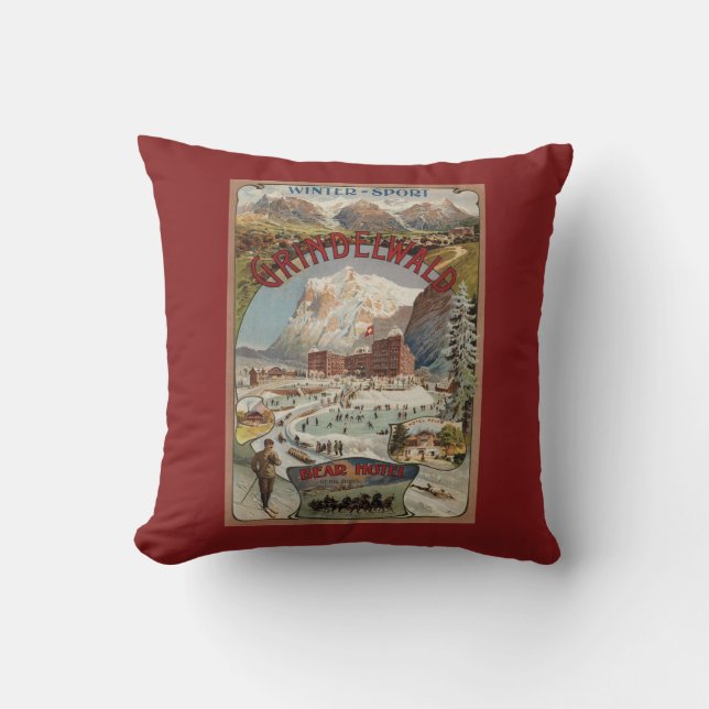 View of the Bear Hotel Promotional Poster Throw Pillow (Front)