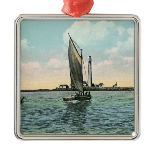 View of the Boon Island Lighthouse off York Metal Ornament