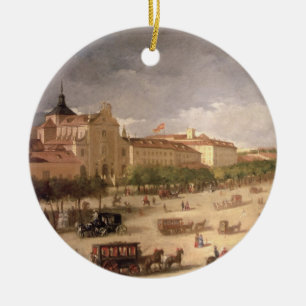 View of the Calle de Alcala, Madrid (oil on canvas Ceramic Ornament