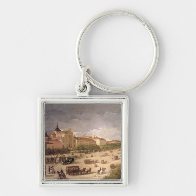 View of the Calle de Alcala, Madrid (oil on canvas Keychain (Front)