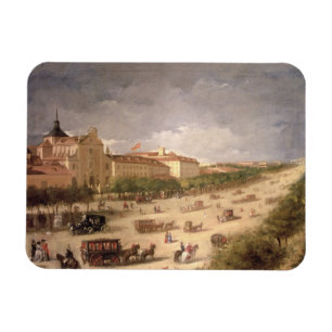 View of the Calle de Alcala, Madrid (oil on canvas Magnet