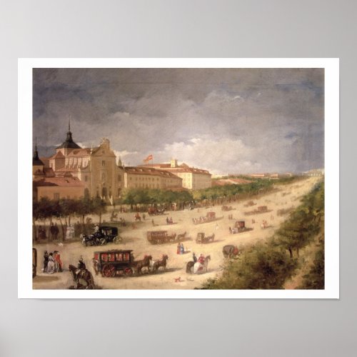 View of the Calle de Alcala Madrid oil on canvas Poster