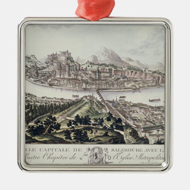 View of the Capital City and Fortress of Salzburg, Metal Ornament (Front)