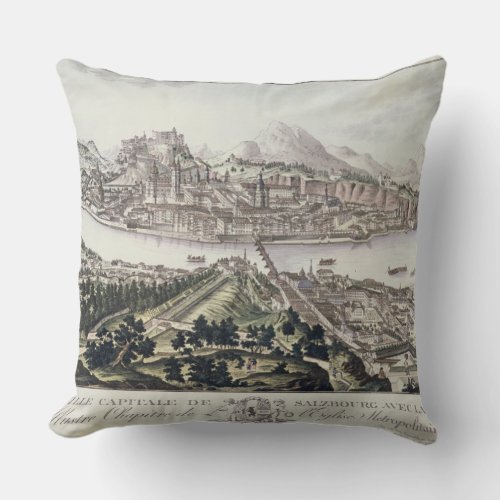 View of the Capital City and Fortress of Salzburg Throw Pillow