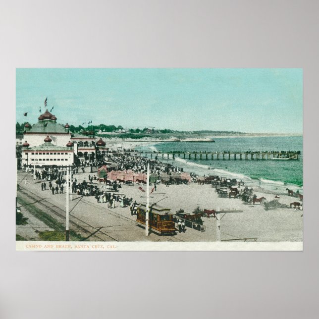 View of the Casino, Beach, and Pier Poster (Front)