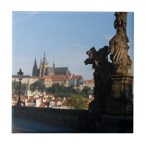 View of the Castle from Charles bridge in Prague Ceramic Tile