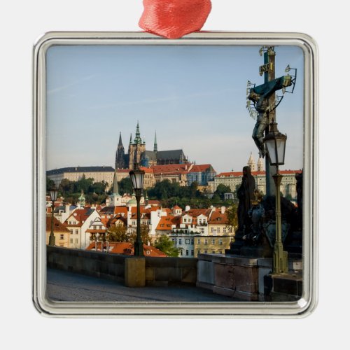 View of the Castle from Charles bridge in Prague Metal Ornament