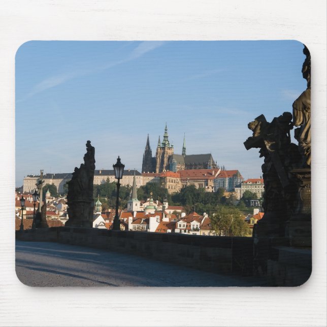 View of the Castle from Charles bridge in Prague Mouse Pad (Front)