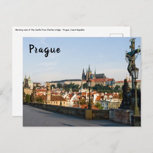 View of the Castle from Charles bridge in Prague Postcard