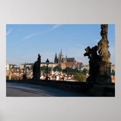 View of the Castle from Charles bridge in Prague Poster