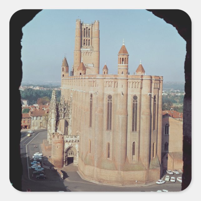 View of the Cathedral of Sainte-Cecile Square Sticker (Front)