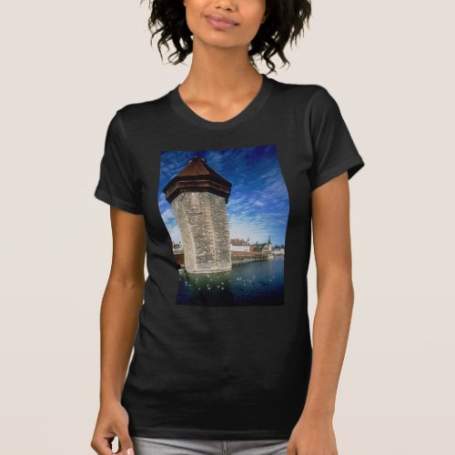 View of the Chapel Bridge in Lucerne Switzerland T_Shirt