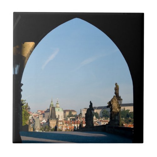 View of the Charles bridge in Prague Ceramic Tile