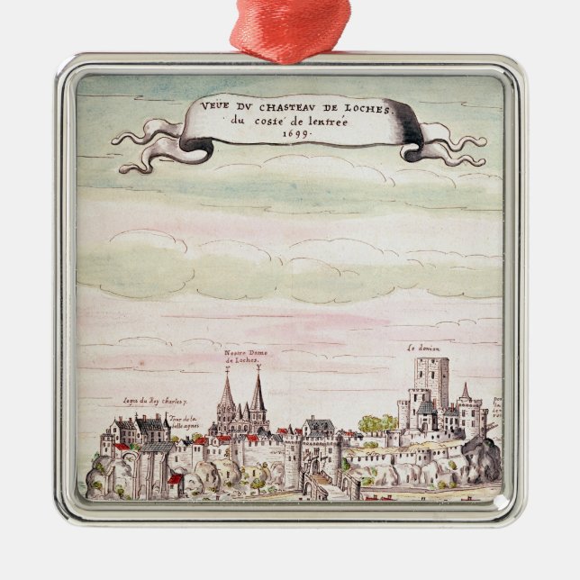 View of the Chateau de Loches, 1699 Metal Ornament (Front)