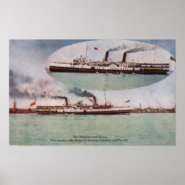 View of the Chippewa and Corona Steamers Poster (Front)