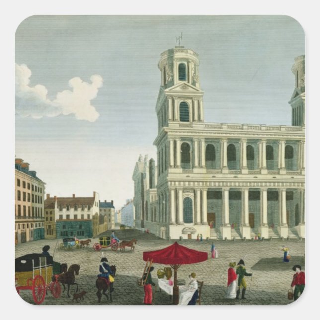View of the Church of Saint-Sulpice Square Sticker (Front)