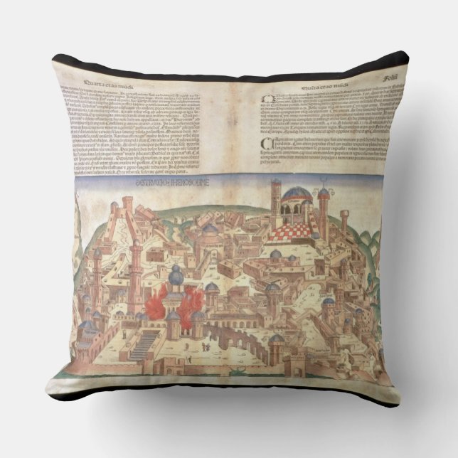View of the city of Jerusalem, from the Nuremberg Throw Pillow (Front)