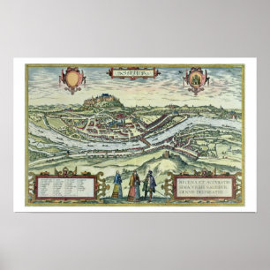 View of the city of Salzburg on the banks of the r Poster