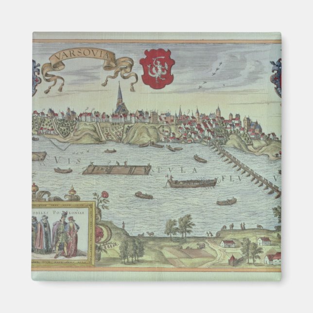 View of the city of Warsaw beside the river Vistul Magnet (Front)