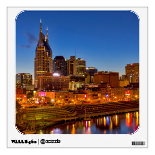 View of the city skyline at dusk wall sticker
