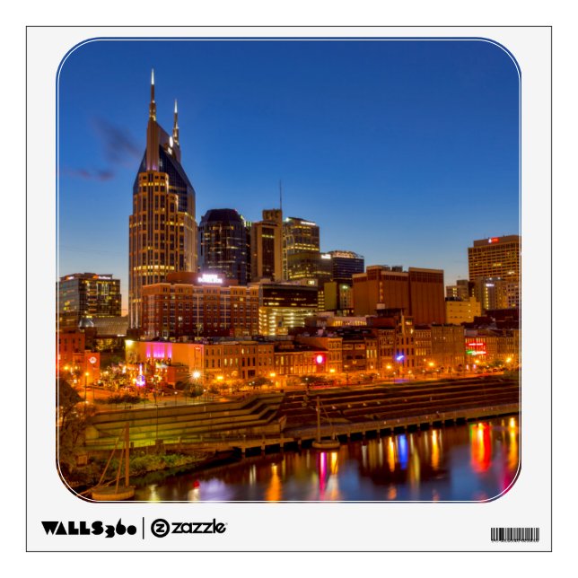 View of the city skyline at dusk wall sticker (Front)